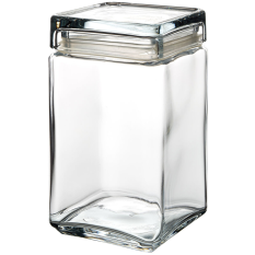 Glass Biscuit Jar with Airtight Seal 1.5 Litre Square