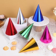Cone Party Hats Metallic Assorted Colour (Pack of 6)