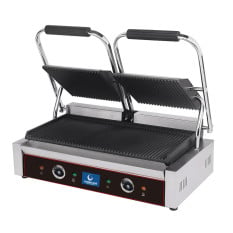 Hurricane Panini Contact Grill Double Ribbed Top + Ribbed Bottom