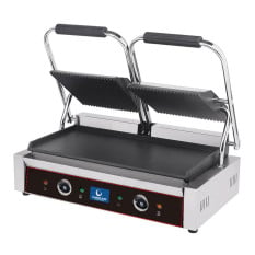 Hurricane Panini Contact Grill Double Ribbed Top + Smooth Bottom