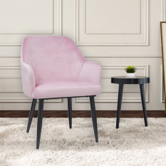 Bolero Lia Velvet Effect Chairs Dusty Pink (Pack of 2)