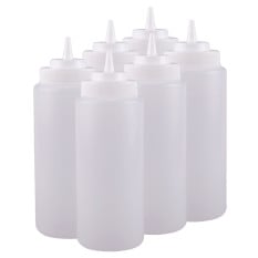 Clear Wide Mouth Squeeze Sauce Bottle 16oz 475ml (Pack of 6)