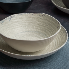 Creations Pompeii Melamine Stone Large Round Bowl 35.6cm/14" (Pack of 2)