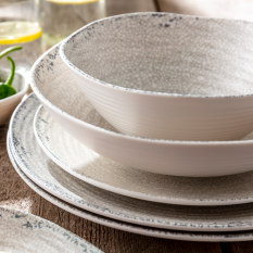 Creations Pompeii Melamine Stone Large Shallow Round Bowl 36cm/14" (Pack of 4)