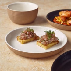 GenWare Kava White Stoneware Ribbed Plate 18cm/7" (Pack of 6)