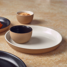 GenWare Kava White Stoneware Ribbed Plate 20cm/8" (Pack of 6)