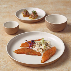 GenWare Kava White Stoneware Ribbed Plate 25cm/10" (Pack of 6)