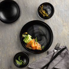 Hollow Black Bowl 15 x 4cm/6 x 1.5" (Pack of 4)