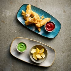 Churchill Stonecast Raw Teal Chefs Oblong Plate 12.7 x 26.9cm/5 x 10.6" (Pack of 12)