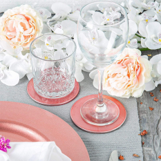 Metallic Drinks Coaster 10cm Rose Gold (Pack of 6)