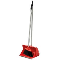 Dustpan & Brush Set Long Handled Red