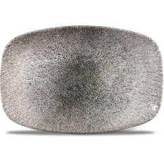 Studio Prints Raku Quartz Black Oblong Plate 23.7 x 15.7cm