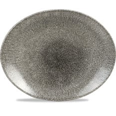 Studio Prints Raku Quartz Black Oval Coupe Plate 27x22.9cm