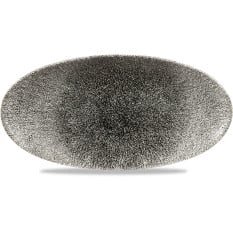 Studio Prints Raku Quartz Black Oval Chefs Plate 11.8x5.75"