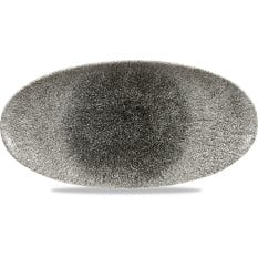 Studio Prints Raku Quartz Black Oval Chefs Plate 13.75x6.75"
