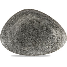 Studio Prints Raku Quartz Black Triangle Chefs Plate 14x9.75"
