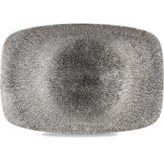 Studio Prints Raku Quartz Black Oblong Platter 13.5x9.1"