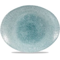 Studio Prints Raku Jade Green Oval Coupe Plate 31.7x25.5cm