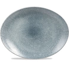 Studio Prints Raku Topaz Blue Oval Coupe Plate 31.7x25.5cm