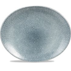 Studio Prints Raku Topaz Blue Oval Coupe Plate 27x22.9cm