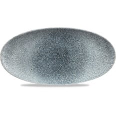 Studio Prints Raku Topaz Blue Oval Chefs Plate 13.75x6.75"
