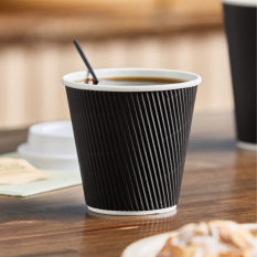 Recyclable Paper Cup Ripple Walled Black 236ml/8oz (Pack of 500)
