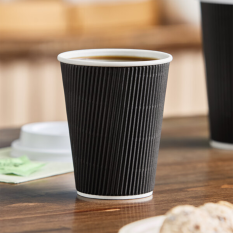 Recyclable Paper Cup Ripple Walled Black 355ml/12oz (Pack of 500)