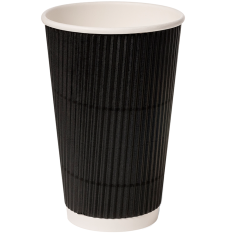 Disposable Paper Cup Ripple 453ml/16oz BLACK (Pack of 500)