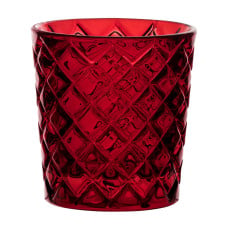 Criss Cross Glass Nightlight Tealight Holder Red (Pack of 12)