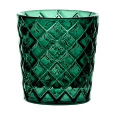 Criss Cross Glass Nightlight Tealight Holder Green (Pack of 12)