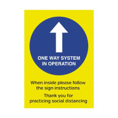 One Way System Arrow Social Distance A4 Vinyl Poster
