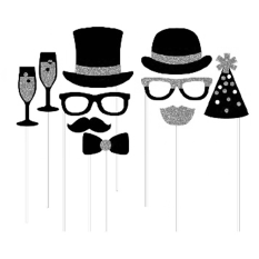Selfie Kit New Year Black & Silver (Pack of 200)