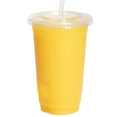 Flat Lid Smoothie Milkshake Cups With Lids 20oz (Pack of 1000)