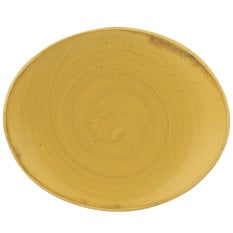 Churchill Stonecast Mustard Yellow Oval Coupe Plate 16 x 19.2cm/6.25 x 7.5" (Pack of 12)"