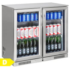 Sterling Pro Stainless Steel Back Bar Bottle Cooler Beer Fridge Double Door 228 Litre