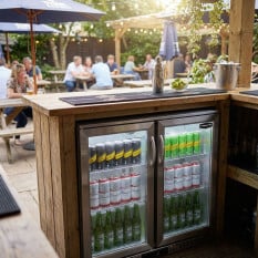 Sterling Pro Outdoor Stainless Steel Back Bar Bottle Cooler Beer Fridge Double Door 225 Litre