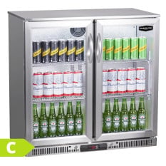 Sterling Pro Outdoor Stainless Steel Back Bar Bottle Cooler Beer Fridge Double Door 225 Litre
