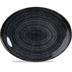 Studio Prints Homespun Charcoal Oval Coupe Plate 31.7x25.5cm