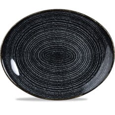 Studio Prints Homespun Charcoal Black Oval Coupe Plate 27x22.9cm