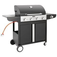 Buffalo Commercial BBQ 4 Burner with Side Hob LPG Gas