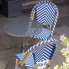 Bolero Parisian Style Rattan Side Chair Blue (Pack of 2)