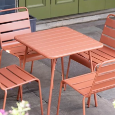 Bolero Amalfi Square Slatted Steel Table Terracotta 700mm