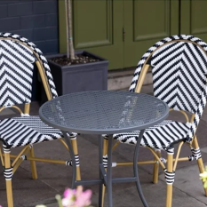 Bolero Round Steel Patterned Bistro Table Grey 600mm
