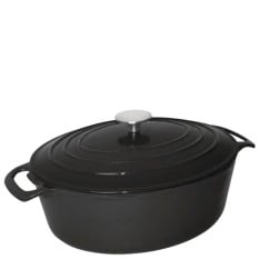 Vogue Black Oval Casserole Dish 30.5cm/12" 6 Litres/210oz
