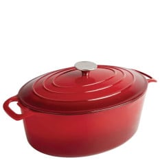 Vogue Red Oval Casserole Dish 30cm/11.5" 5 Litres/176oz