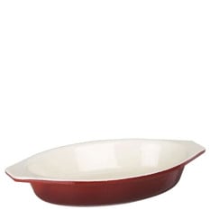 Vogue Red Oval Cast Iron Gratin Dish 19.5cm/7.5" 650ml/23oz
