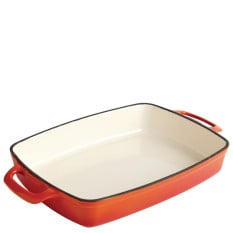 Vogue Orange Rectangular Cast Iron Dish 39cm/15" 2.8 Litres/100oz