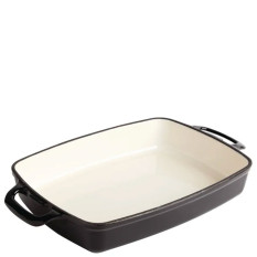 Vogue Black Rectangular Cast Iron Dish 39cm/15" 2.8 Litres/100oz