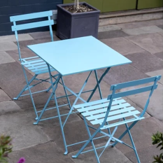 Bolero Perth Square Pavement Style Steel Table Seaside Blue 600mm