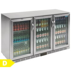 Polar G-Series Back Bar Bottle Cooler Beer Fridge Triple Hinged Door 330 Litre